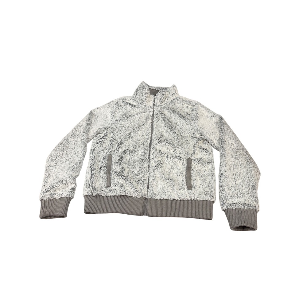 Patagonia Los Gatos Full Zip Fleece Jacket Womens Medium Grey White Bomber Mock